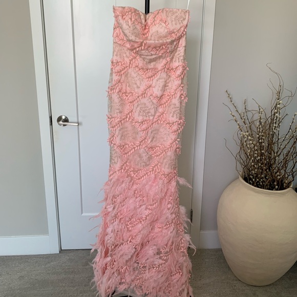 NWT ALB Baby Pink Strapless Floral Gown - Picture 7 of 11